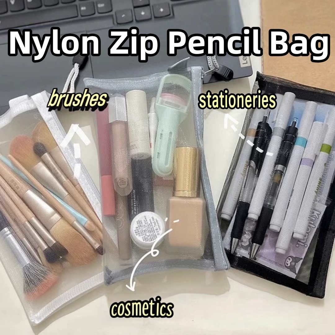 Clear Mesh Pencil Pouch For Exam - Astuccio portaoggetti in nylon Astuccio leggero